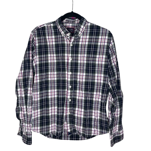 UNTUCKit Green and Red Plaid Casual Button Down Shirt Size Small - Picture 1 of 3